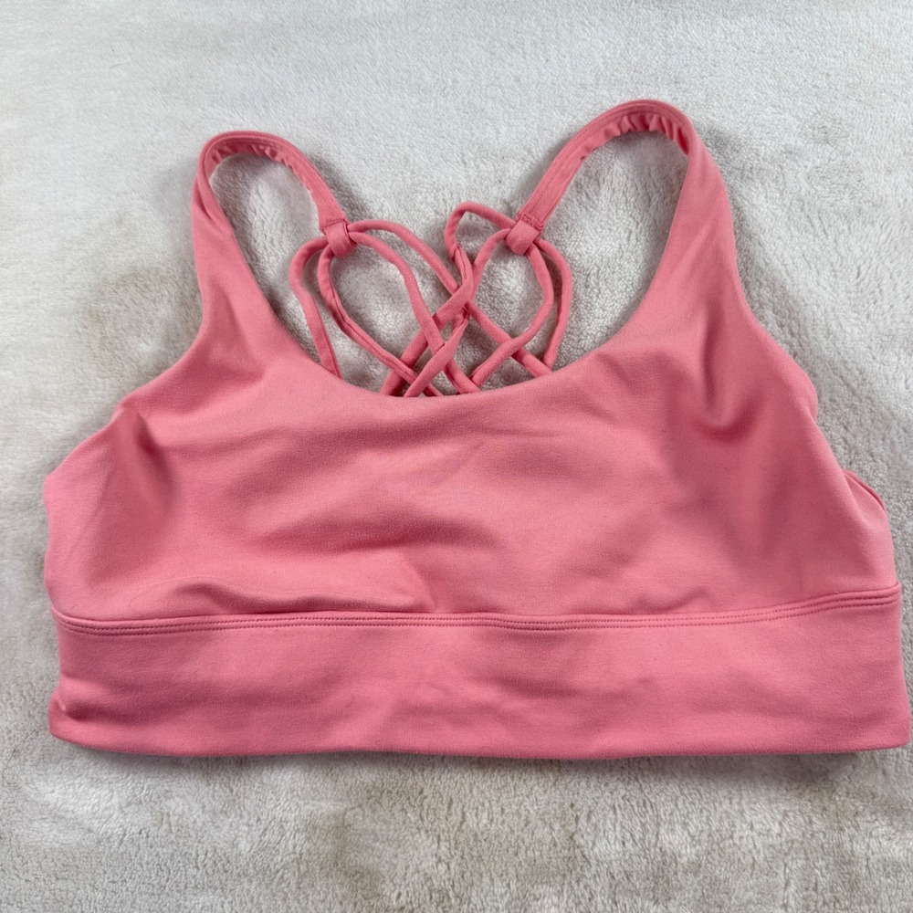 Kyodan Womens Pink Strappy Lattice Back Activewear Sports Bra Size Small